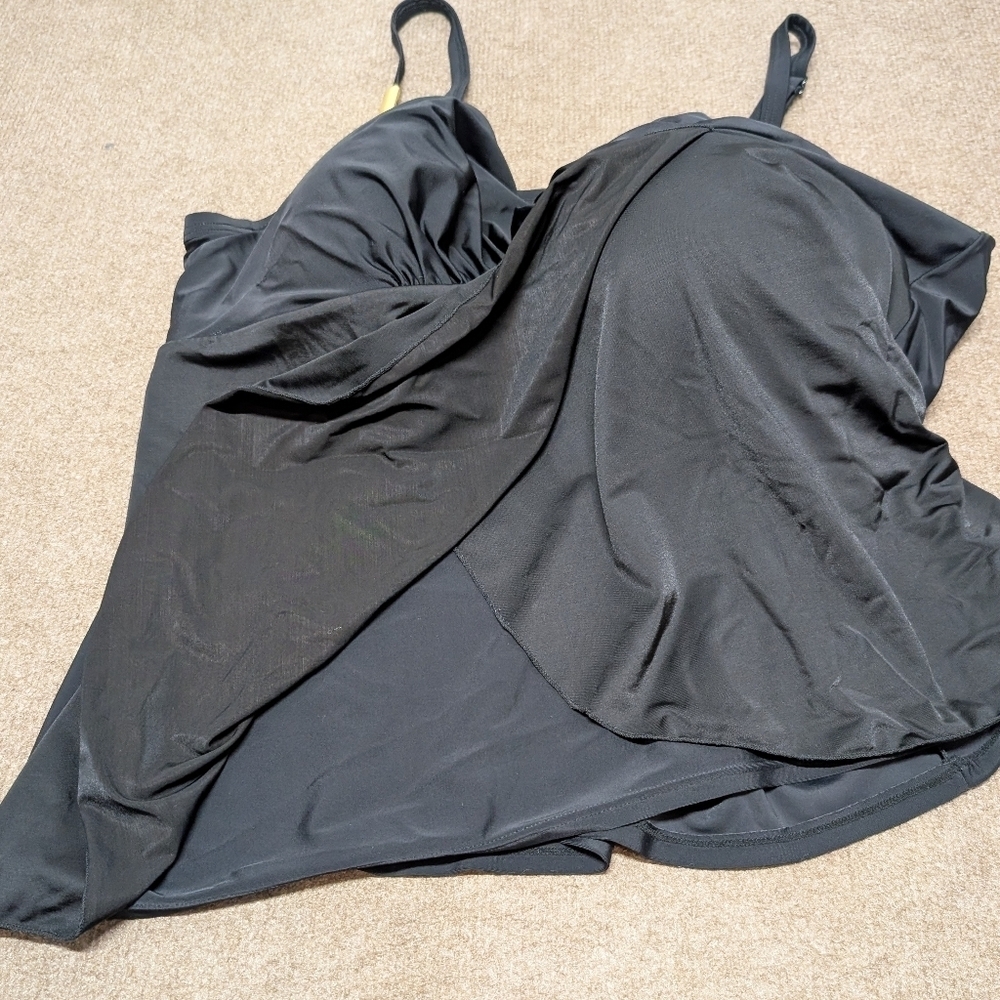 Swim by Cacique Elegant Black Women's Tankini Top 46DDD - Picture 3 of 7